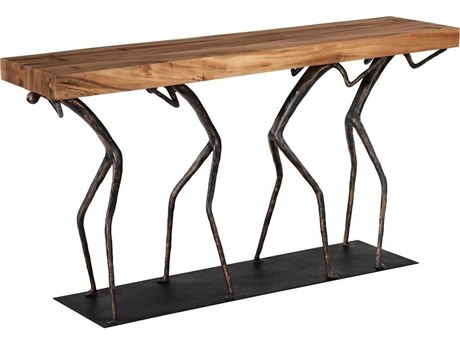 Phillips Collection Rectangular Wood Natural Black Console Table