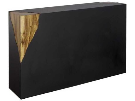 Phillips Collection Cornered Rectangular Metal Natural Black Brown Console Table