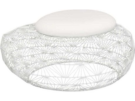 Phillips Collection White Mesh Upholstered Accent Stool