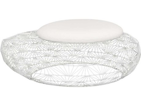 Phillips Collection White Mesh Upholstered Accent Stool