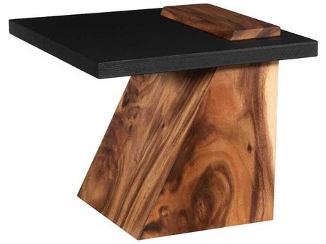 Phillips Collection Slant Square Metal Natural Black Brown End Table