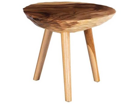 Phillips Collection Indent Round Wood Natural Brown End Table