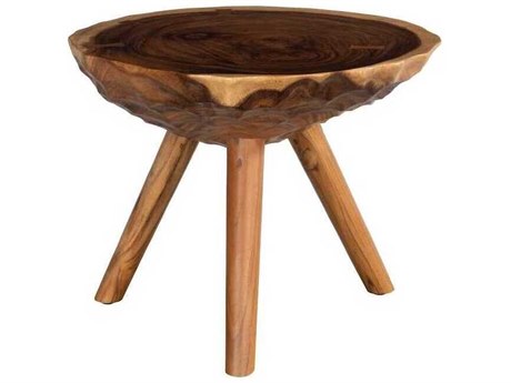 Phillips Collection Indent Round Wood Natural Brown End Table