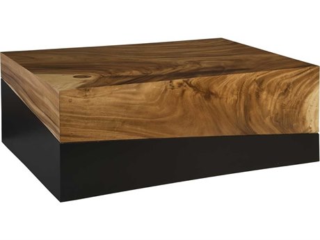 Phillips Collection Rectangular Wood Natural Brown Black Coffee Table