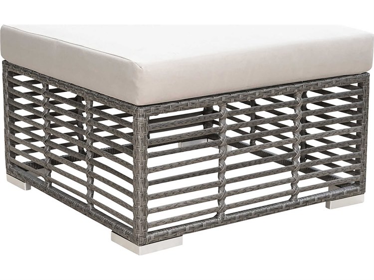 Panama Jack Graphite Wicker Cushion Outdoor Ottoman