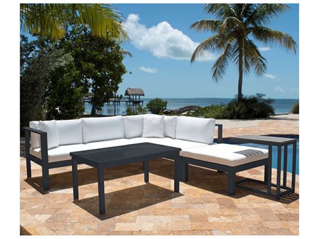 Panama Jack Sandcastle Aluminum Grey Cushion 5 Piece Sectional Lounge Set