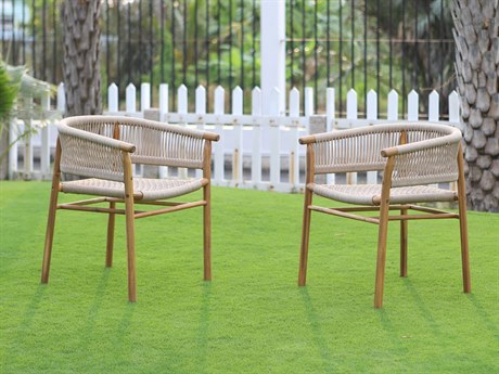 Gedragen Vriend Minnaar Panama Jack Outdoor Corsica Acacia Wood Rope Stackable Dining Arm Chair  (Set of 2) | PJPJO3401ACAACSET2