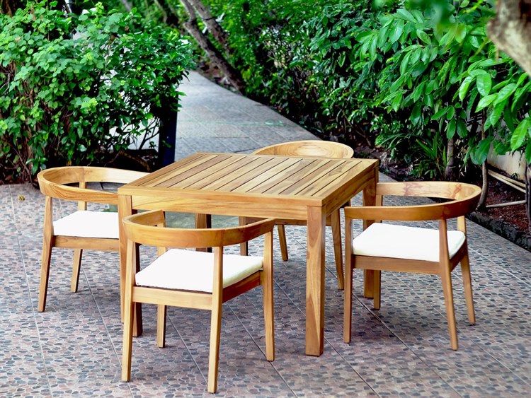 Panama Jack Outdoor  Bali Teak Cushion 5 Piece Dining Set