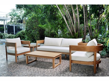 Panama Jack Outdoor  Bali Teak Cushion 5 Piece Lounge Set