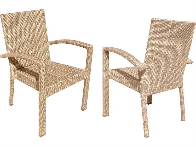 Panama Jack Outdoor Austin Aluminum Wicker Honey Stackable Dining Arm Chair Set of 2
