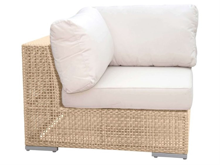 Panama Jack Outdoor Austin Aluminum Wicker Honey Corner Lounge Chair with Cushions