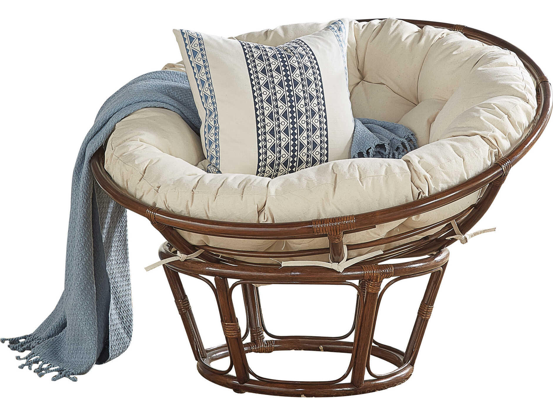 Panama Jack Sunroom Espresso Wicker Cushion Papasan Lounge Chair