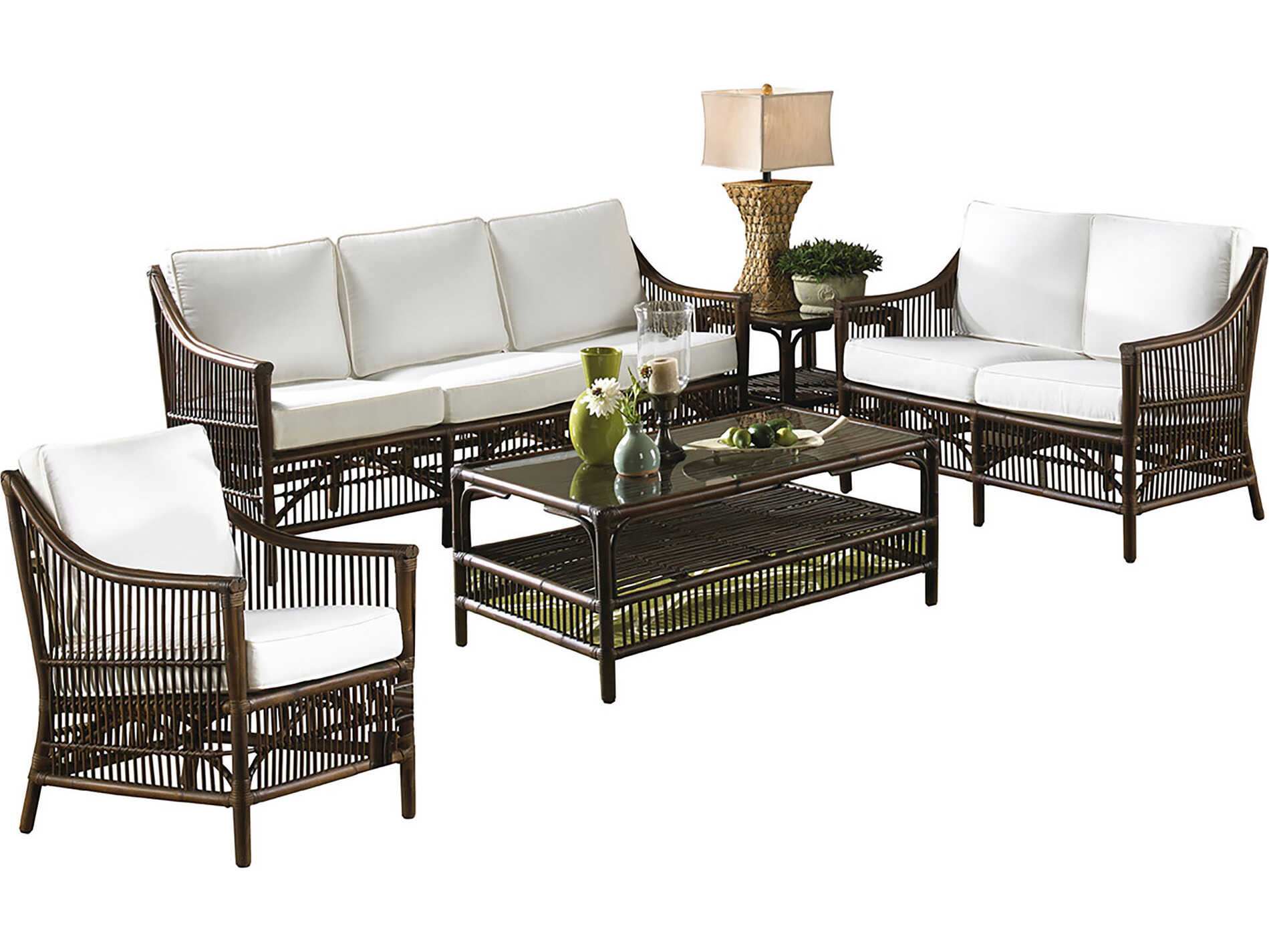 Panama Jack Sunroom Bora Wicker Cushion Lounge Set PJPJS2001ATQ5PS