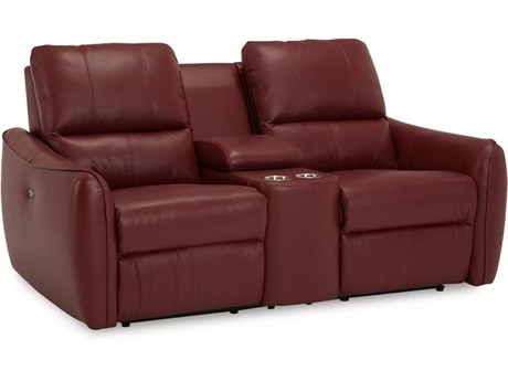 Palliser Arlo Leather Upholstery Console Loveseat with Cupholder