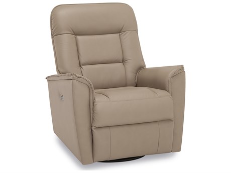 Palliser Dover Leather Upholstery Swivel Glider Power Recliner with Power Headrest