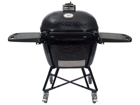 Primo All-In-One Ceramic Oval X-Large Charcoal Grill with Cradle | Side Shelves | and Stainless Steel Grates