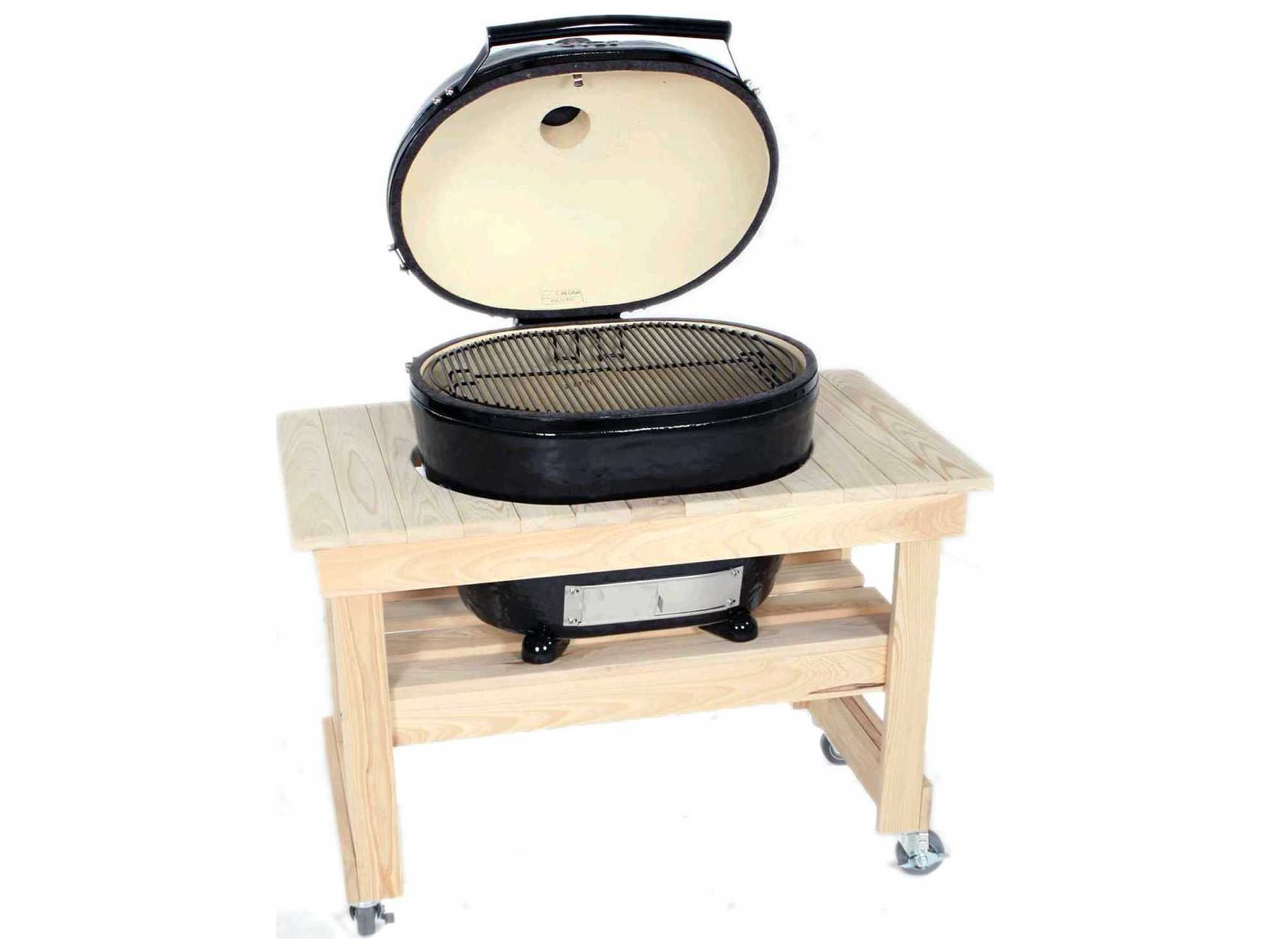 Primo Oval XL Jack Daniels Grill with Cypress Table |