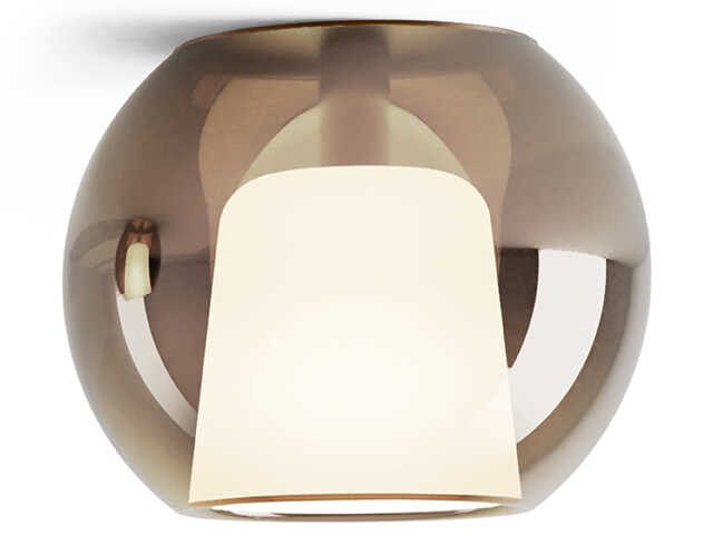 Glo 1-Light Matt Bronze Rose Gold Mirror Pink Globe Flush Mount