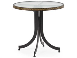 Watermark Living Cape Town Aluminum 28'' Round Black Bistro Table with Glass Top