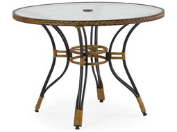 Watermark Living Cape Town Aluminum 40'' Round Black Dining Table with Glass Top