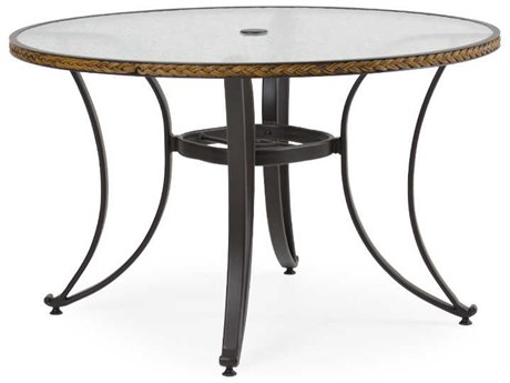 Watermark Living Cape Town Aluminum 48'' Round Black Dining Table with Glass Top