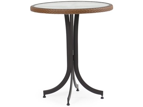 Watermark Living Cape Town Aluminum 30'' Round Black Counter Height Table with Glass Top