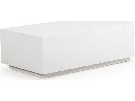 Watermark Living Santorini Aluminum Faux Marble Rectangular Outdoor Patio Coffee Table