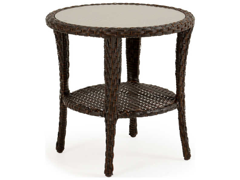 Palm Springs Rattan Alexandria Wicker, Round Wicker End Table With Glass Top