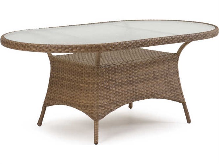 Watermark Living Alexandria Wicker 70''W x 40''D Oval Glass Top Dining Table