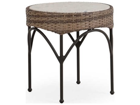 Watermark Living Augusta Wicker 21'' Round Glass Top End Table