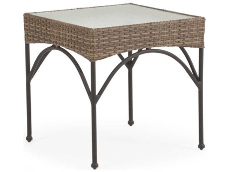 Watermark Living Augusta Wicker 21'' Square Glass top End Table