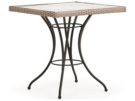 Watermark Living Augusta Wicker Square Glass Top Outdoor Patio Bistro Table
