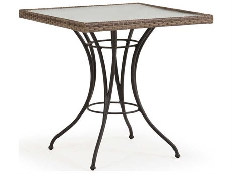 Watermark Living Augusta Wicker 28'' Wide Square Glass Top Bistro Table
