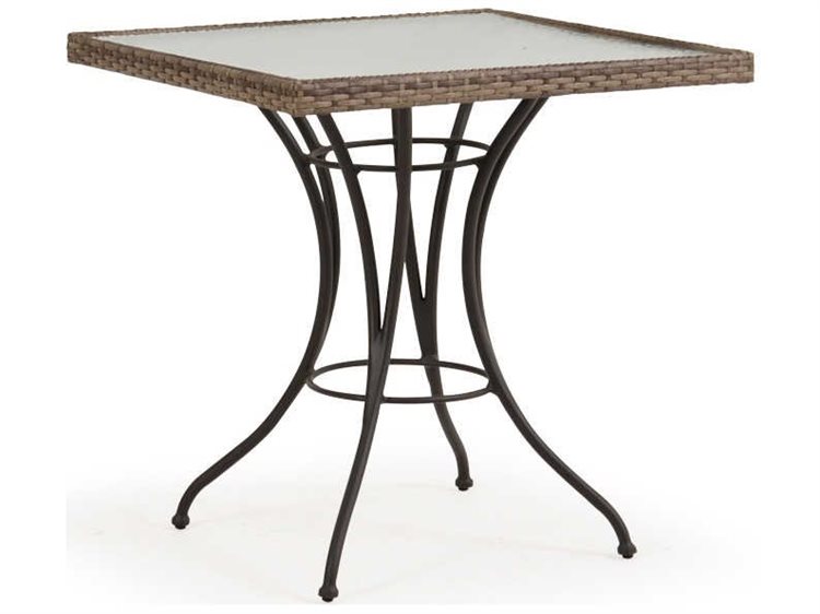 Watermark Living Augusta Wicker 28'' Square Glass Top Bistro Table