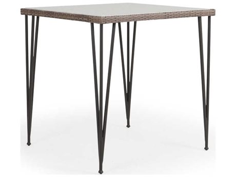 Watermark Living Augusta Wicker 39'' Square Glass Top Bar Height Table
