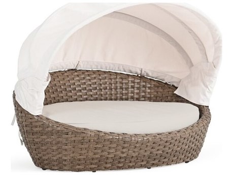 Watermark Living Seaside Wicker Dog Lounge Bed with Canopy