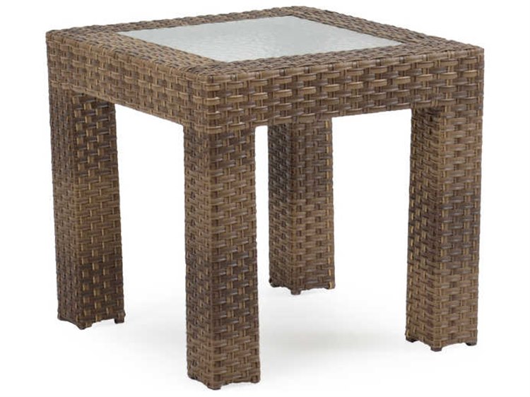Watermark Living Seaside Wicker 24'' Square Glass Top End Table