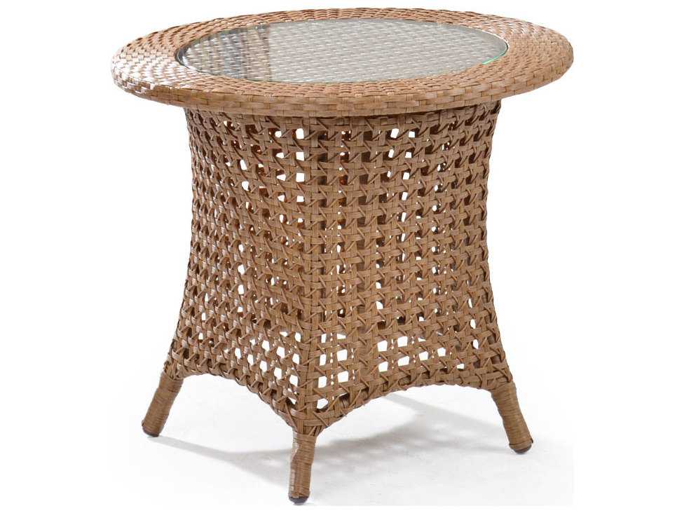 Palm Springs Rattan 6700 Series 21 5 X 24 Round End Table W Glass Top - Round Wicker End Table With Glass Top Palm Springs Rattan 6700 Series 21 5 X 24 Round End Table W Glass Top - Round Wicker End Table With Glass Top