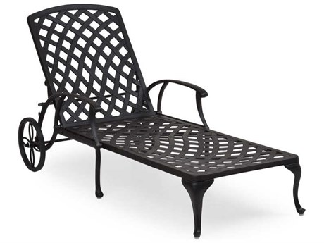 Watermark Living Quick Ship Oxford Cast Aluminum Weathered Black Chaise Lounge