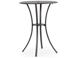 Watermark Living Oxford Cast Aluminum Weathered Black 30'' Round Bar Table with Umbrella Hole