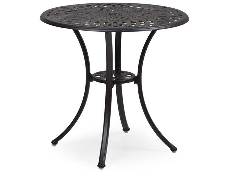 Watermark Living Oxford Cast Aluminum Weathered Black 30'' Round Bistro Table with Umbrella Hole