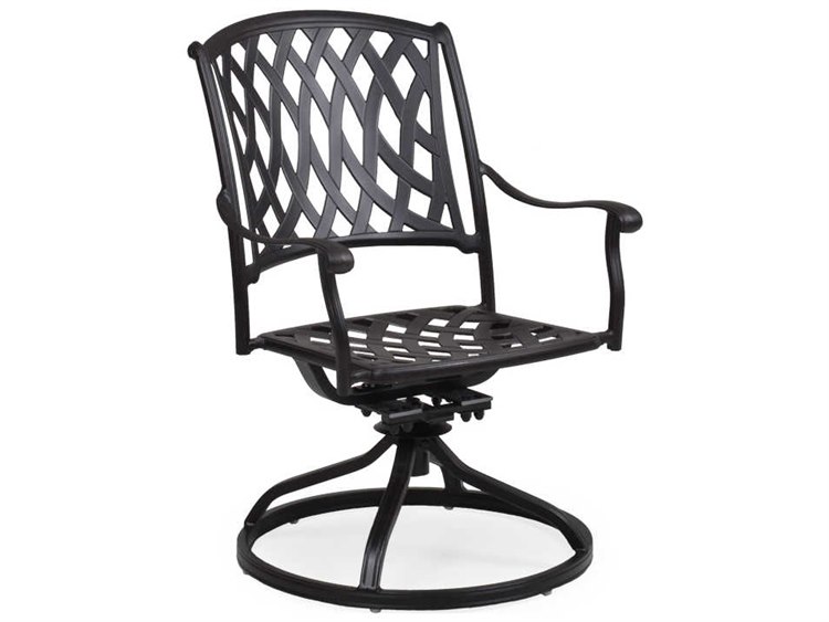 Watermark Living Oxford Cast Aluminum Weathered Black Swivel Tilt Dining Arm Chair