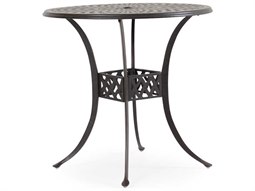Watermark Living Oxford Cast Aluminum Weathered Black 42'' Round Bar Table with Umbrella Hole