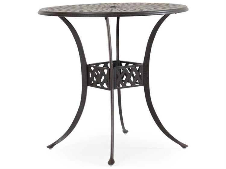 Watermark Living Oxford Cast Aluminum Weathered Black 42'' Round Bar Table with Umbrella Hole