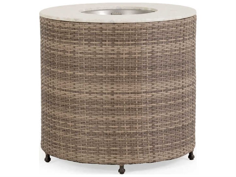 Watermark Living Augusta Wicker 27'' Round Stone Top Fire Pit Table