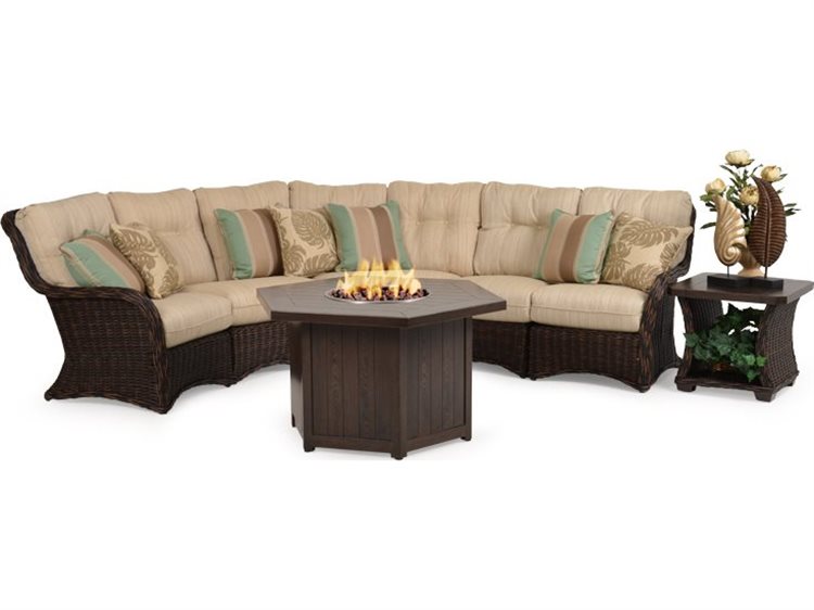 Watermark Living Riverside Wicker Fire Pit Sectional Patio Lounge Set