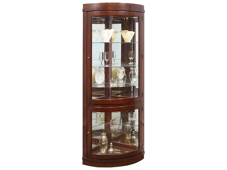 Pulaski Poplar Wood Cherry Brown Curio Display Cabinet