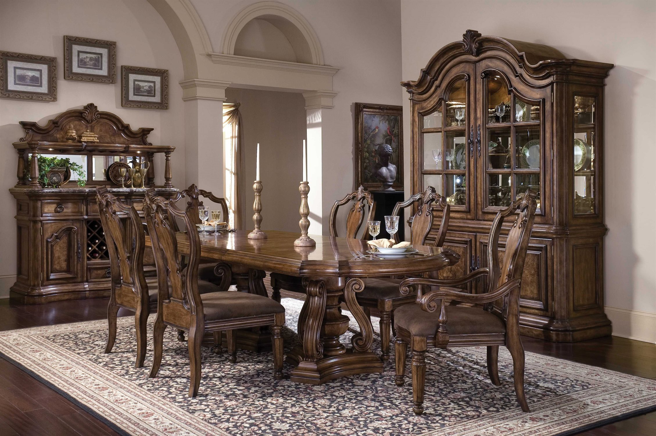 Pulaski San Mateo Rich Pecan Dining Room Set Pu662243dinset Pulaski San Mateo Rich Pecan Dining Room Set