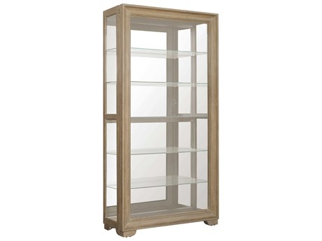 Pulaski Accents Light Wood Modern 5-Shelf Sliding Door Curio with LED Light