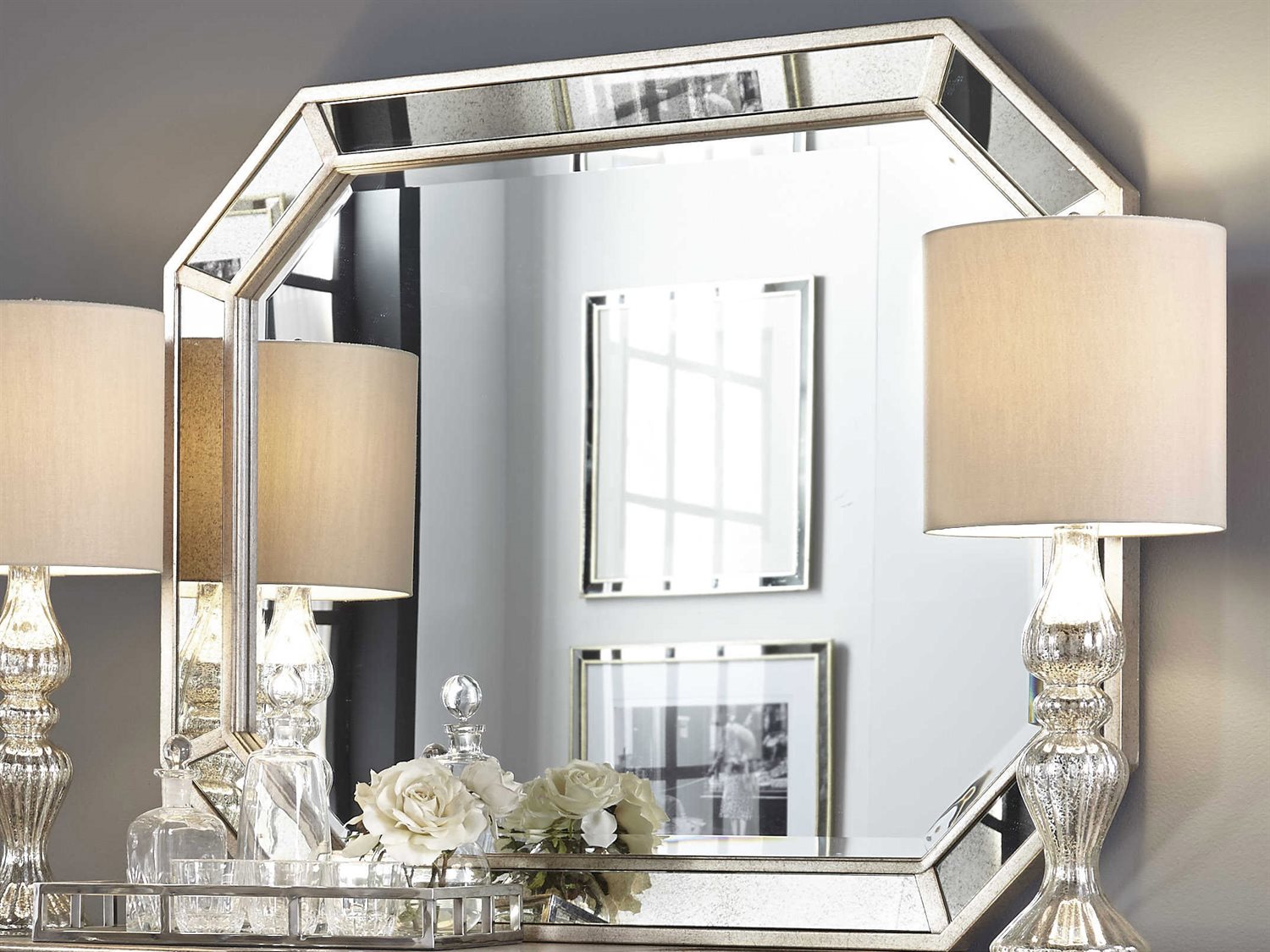 Pulaski Couture Silver Rectangular Sideboard & Mirror Set | PUP022302SET